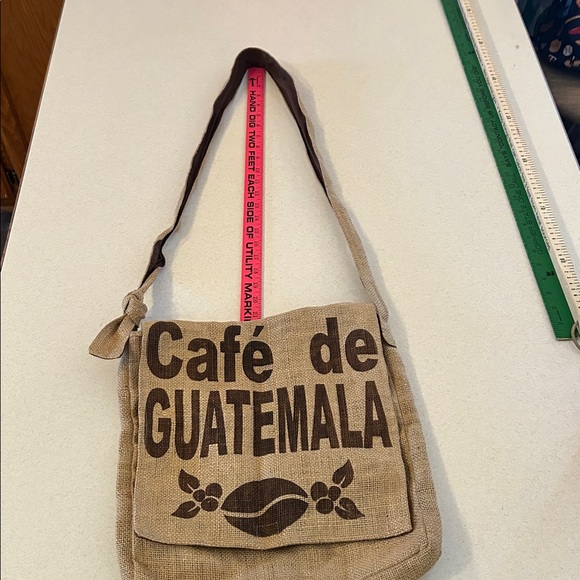 Café de Guatemala Crossbody Messenger Bag Coffee Bean Repurposed Jute Burlap - Picture 10 of 10